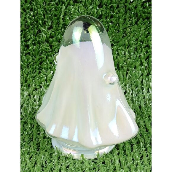 Ghost Halloween Glass Iridescent Decor Shiny White Happy Face Ghoul Small Spirit - Picture 9 of 16